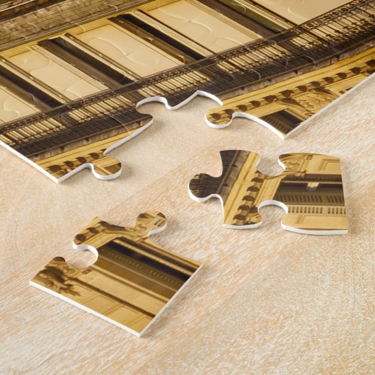 Paris Frankrijk Skyline Eiffel Tower Pink Sky Legpuzzel (Zijkant)