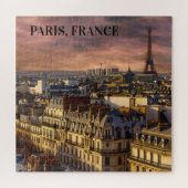 Paris Frankrijk Skyline Eiffel Tower Pink Sky Legpuzzel (Horizontaal)
