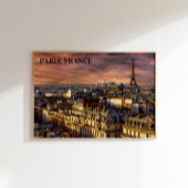 Paris Frankrijk Skyline Eiffel Tower Pink Sky Poster