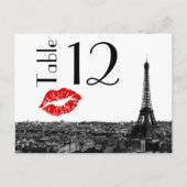 Paris Frankrijk Skyline Kiss #1 BW Table Number Ca Briefkaart (Voorkant)