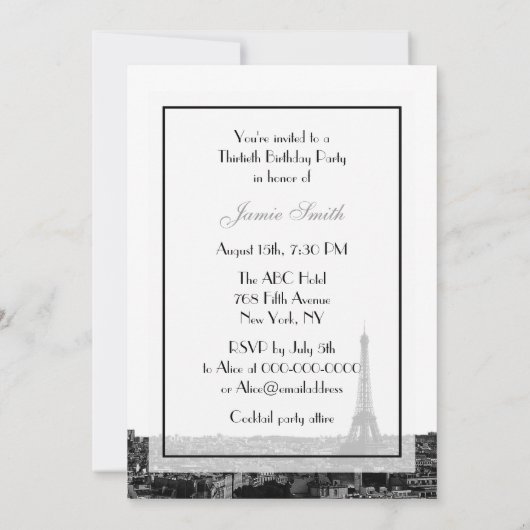 Paris Frankrijk skyline kus #1 BW V Verjaardag Kaart (Achterkant)