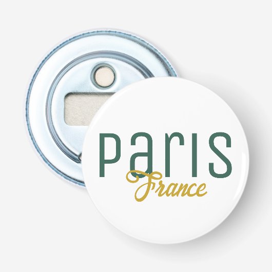 Paris, Frankrijk Souvenir Button Flesopener (Voorkant)