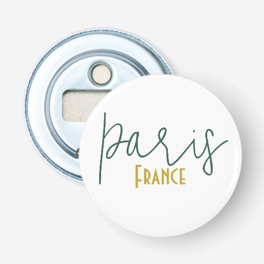Paris, Frankrijk Souvenir Knop Flesopener Button Flesopener (Voorkant)