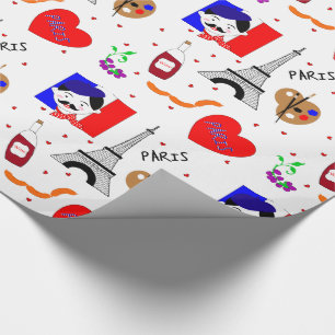 Paris Frankrijk Thétaire Cute Fun Red White Blue D Cadeaupapier