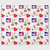 Paris Frankrijk Thétaire Cute Fun Red White Blue D Cadeaupapier (Vlak)