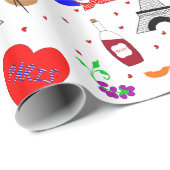 Paris Frankrijk Thétaire Cute Fun Red White Blue D Cadeaupapier (Rol Hoek)