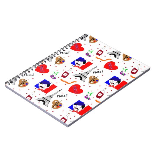 Paris Frankrijk Thétaire Cute Fun Red White Blue D Notitieboek (Linkerzijde)