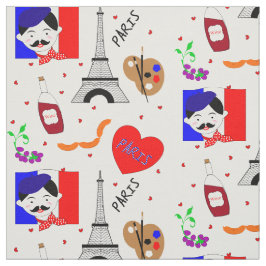 Paris Frankrijk Thétaire Cute Fun Red White Blue D Stof