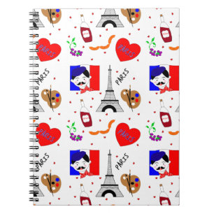 Paris Frankrijk Thétaire Cute Fun Red White Blue  Notitieboek
