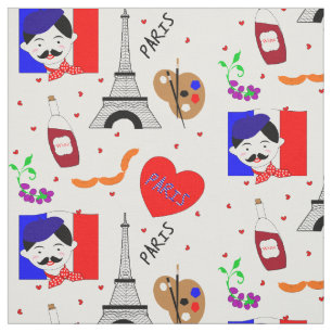 Paris Frankrijk Thétaire Cute Fun Red White Blue Stof