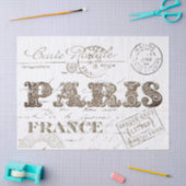 Paris Frankrijk Typografie Carte Postale Aged Tissuepapier (Craft)