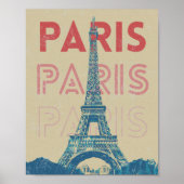 Paris Frankrijk typografie en Eiffeltoren Poster (Voorkant)