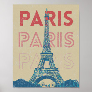 Paris Frankrijk typografie en Eiffeltoren Poster