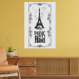Paris Frankrijk Zwart op wit Poster
