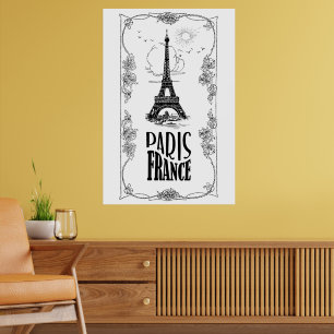Paris Frankrijk Zwart op wit Poster