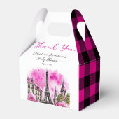 Paris Frans Bonjour Bebe Roze Zwart Baby shower Bedankdoosjes (Achterkant)