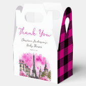 Paris Frans Bonjour Bebe Roze Zwart Baby shower Bedankdoosjes (Geopend)