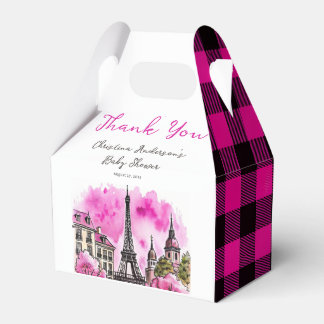 Paris Frans Bonjour Bebe Roze Zwart Baby shower Bedankdoosjes