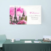 Paris Frans Bonjour Bebe Roze Zwart Baby shower Spandoek (Beurs)