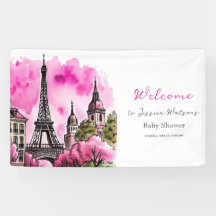 Paris Frans Bonjour Bebe Roze Zwart Baby shower