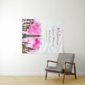 Paris Frans Bonjour Bebe Roze Zwart Baby shower Wandkleed (In Situ (horizontaal))