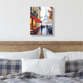 Paris Frans Café Eiffeltoren Aquarel Canvas Afdruk (Insitu (Slaapkamer))