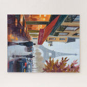 Paris Frans Café Eiffeltoren Aquarel Legpuzzel (Horizontaal)