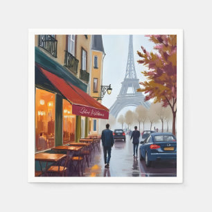 Paris Frans Café Eiffeltoren Aquarel Servet
