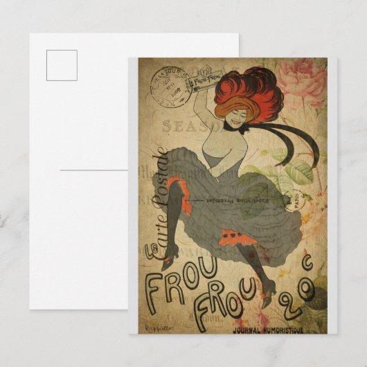 Paris  Frans Can-Can Dancer Briefkaart (Voorkant / Achterkant)