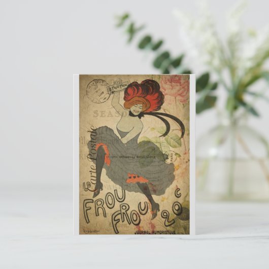Paris  Frans Can-Can Dancer Briefkaart (Staand voorkant)
