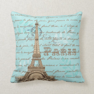 Paris  Frans Schrijven Aqua Pillow Kussen