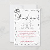 Paris Franse Poedels Baby shower Zwart Roze Bedankkaart (Voorkant)