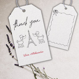 Paris Franse Poedels Baby shower Zwart Roze Cadeaulabel