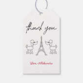 Paris Franse Poedels Baby shower Zwart Roze Cadeaulabel (Voorkant)