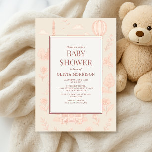 Paris Franse Toile Baby Shower Kaart