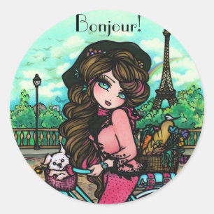 Paris French Girl Bonjour Stickers door Hannah Lyn