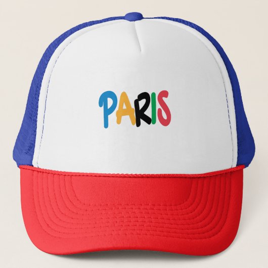 Paris games ringen op maat trucker pet (Voorkant)