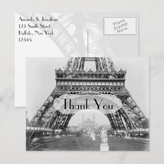 Paris Geachte Dank je Briefkaart (Voorkant / Achterkant)