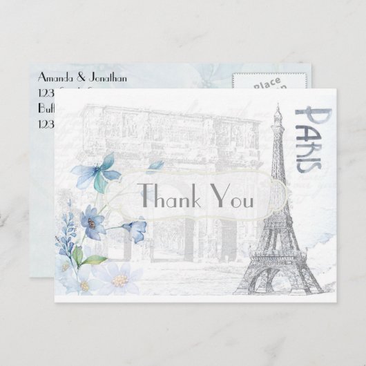 Paris Geachte Dank je Briefkaart (Voorkant / Achterkant)