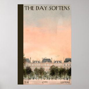 Paris Gebouwen Rij Poster Zonsondergang Stadsgezi