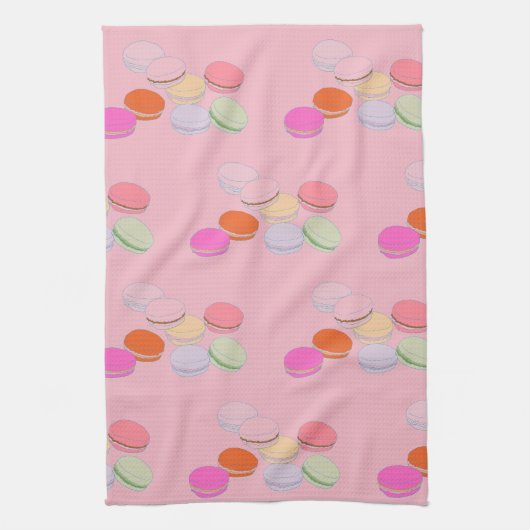 Paris Gedekte roze Franse Macaron Kitchen Towel Theedoek (Verticaal)