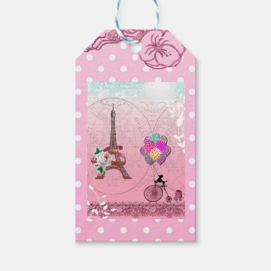 Paris geïnspireerde cadeautag cadeaulabel (Voorkant)