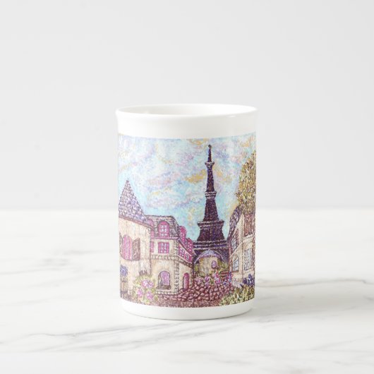 Paris Geïnspireerde Pointillism Bone China Mok (Voorkant)