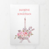 Paris geïnspireerde roze Waterverf Flowers Wedding Drieluik Uitnodiging (Cover)