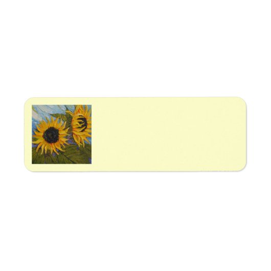 Paris' gele zonnebloem retour adres label (Voorkant)