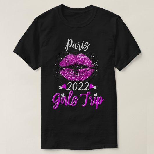 Paris Girls Trip 2022 Vacation Pink Lips Womens T-shirt (Design voorkant)