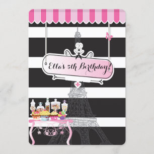Paris Glam CandyLand Birthday Party Invitations Kaart