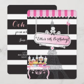 Paris Glam CandyLand Verjaardagsfeestje Uitnodigin Kaart (Voorkant / Achterkant)