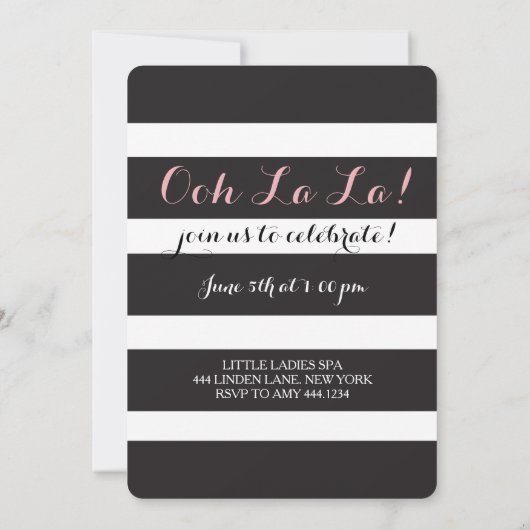 Paris Glam CandyLand Verjaardagsfeestje Uitnodigin Kaart (Achterkant)