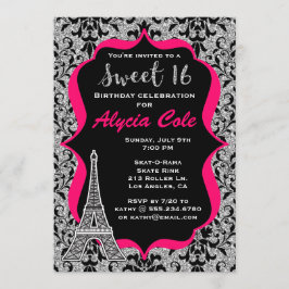 Paris Glam Sweet Sixteen Birthday Party Invitation Kaart